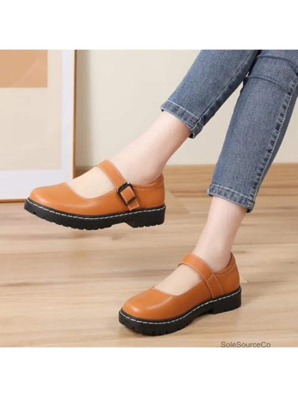 Women's Platform Mary Jane Oxford Shoes Faux Leather Comfortable Low Top